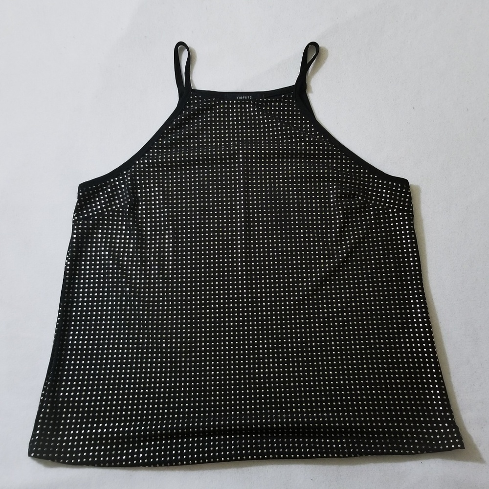 Black Tanktop With Gold Raise Polka dots